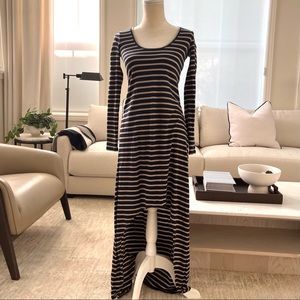 BCBGMAXAZRIA High Low Long Sleeve Striped Dress